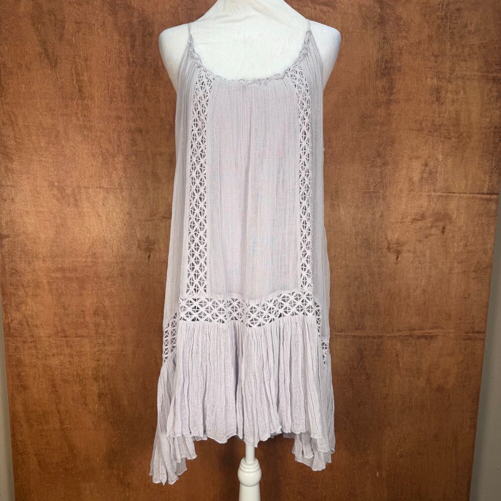 Chelsea & Violet MED boho lilac sleeveless strappy crochet lace mini tank dress - Picture 11 of 16